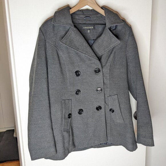 1 Madison Jackets & Blazers - 1 Madison Gray Grey Peacoat Pockets Detachable Hood Size Large Classic Outdoor